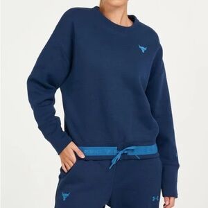 Under Armour Women XS Navy Project Rock Charged Cotton Fleece Crew Sweatshirt